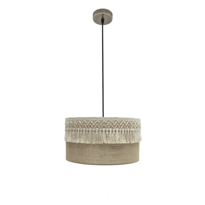 Fabrilamp - Colgante Ekaterina 1xe27 Cuero/saco Regx40x40 Cm Con Pasamaneria - 1