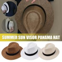Sombrero De Paja Natural Para Hombre Moda Verano Trendy Sombreros De Playa Protección Solar Color Sólido Fedoras Casual Sombrero De Vaquero Jazz Gangster - details 1
