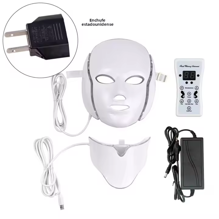 Máscara Facial LED De 7 Colores Para Cuidado De La Piel Terapia Fotónica Rejuvenecimiento De La Piel Reducción De Acné Potencia Eléctrica Uso Doméstico - 1