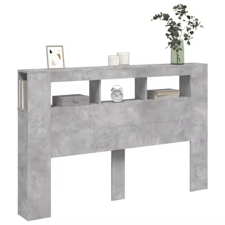 vidaXL Cabecero LED madera ingeniería gris hormigón 160x18,5x103,5 cm - 1
