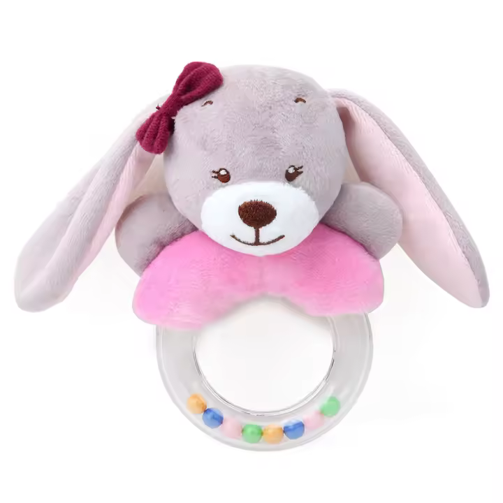Lindo y creativo dibujo animado de conejo, zorro, oveja, anillo de mano, campana de mano, juguete de peluche para bebé - 1