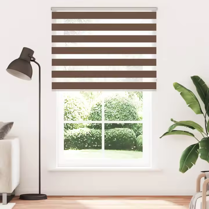 Estor cebra marrón 140x200 cm tejido ancho 135,9 cm poliéster - 1