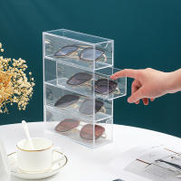 Estuche De Acrílico Transparente Para Gafas Caja De Exhibición De Sol Para Escritorio Con Cuatro Capas Organizador De Maquillaje Y Estación De Estudio a Prueba De Polvo - details 5