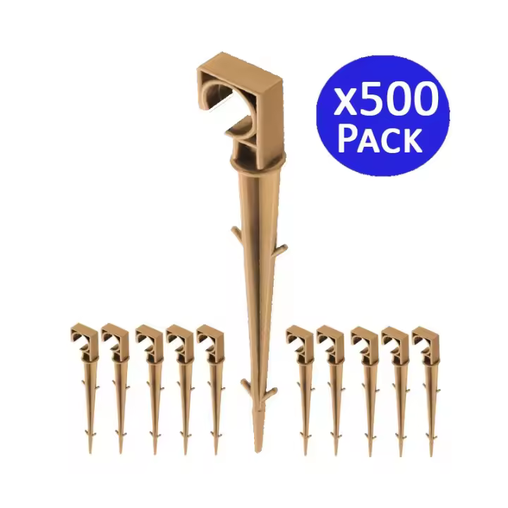 Suinga Pack 500 Piquetas Sujeta Tubería de Goteo 16mm Marrón - 1