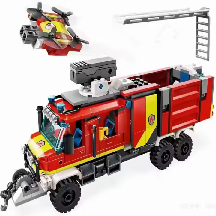Vehículo De Incendio De La Serie Ciudad 502 PCS Con Rojín Agua Y Escuadrón De Bomberos Para Niños Juguetes De Construcción De Bloques Compatible Con Lego - 1