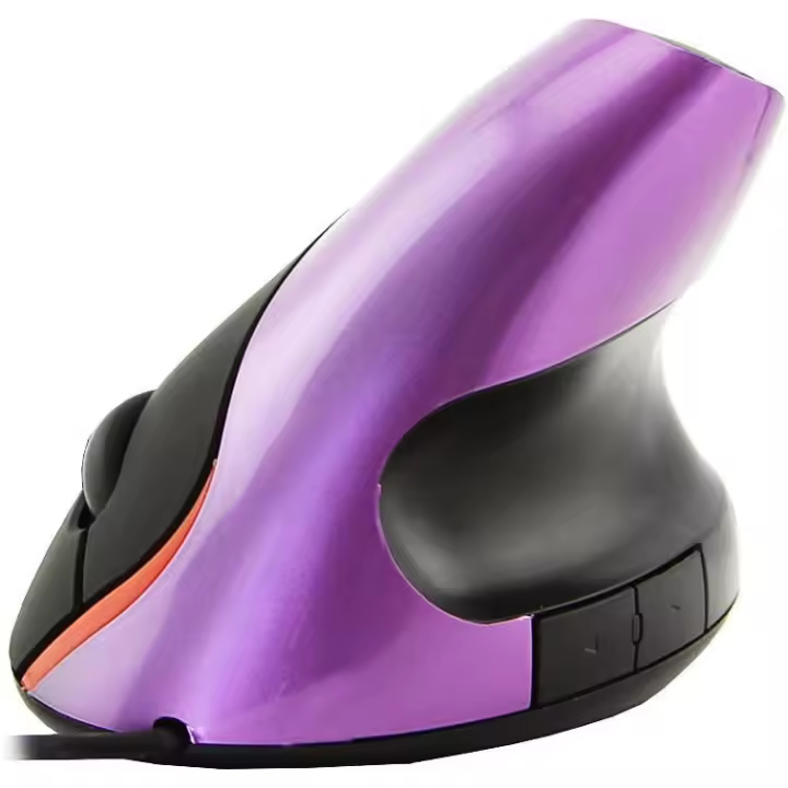 Ratón vertical ergonómico Ratones ópticos con cable USB 1600 DPI 5 Botones Ratón para juegos para computadora portátil con cable de 5.58 pies (para manos pequeñas) - Color Morado Púrpura - 1