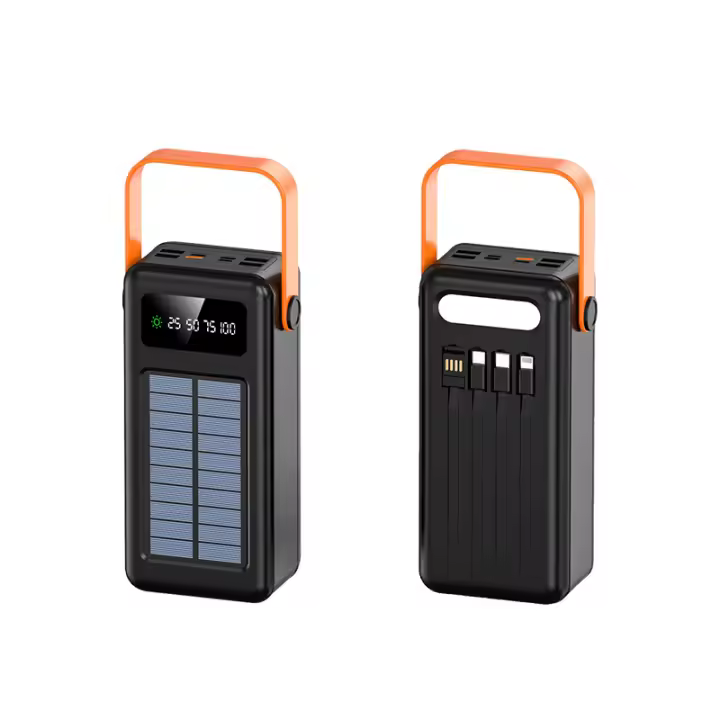 Banco de Energía Solar de 30 000 mAh, Cargador portátil de Doble Salida y Doble Entrada, Lintera de 4 LED, badería de carga para equipo de supervivencia de acampada al Aire Libre (1 Unidad) - 1