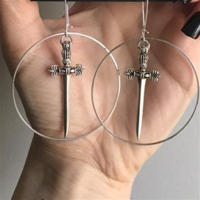Pendientes Colgantes De Espada Gótica Para Mujer Joyería De Halloween Clásica Y Mística Regalo Elegante Con Doble Hoja Y Anillo - details 28