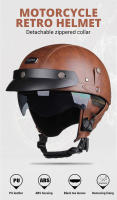 Casco De Motocicleta De Verano Para Hombres Y Mujeres Mitad De Cuero PU Estilo Retro Con Certificación DOT Para Motocross Y Bicicletas De Montaña - details 0
