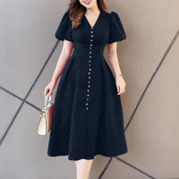 ZANZEA Vestido Elegante De Moda Para Mujer Verano Midi Vestido De Sol Manga Corta V-Neck Cintura Natural Vestidos De Calle - details 2