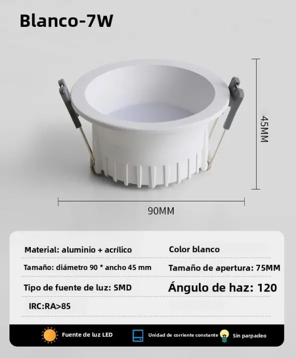 Spot LED Antigolpeante Para Sala De Estar Y Cocina 7W 12W Luz De Techo Para El Hogar Fuente De Luz LED Protección Para Los Ojos - 1