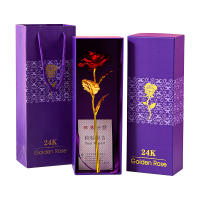 Rosa Dorada 24K Artificial Colorida Flor Metálica Regalo Único Para Las Mujeres En Día De San Valentín Con Caja De Regalo Decoración - details 18