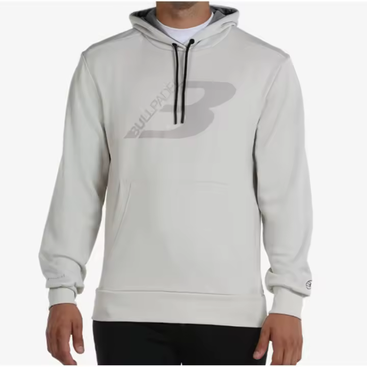 BULLPADEL Sudadera Hombre NOCLA Color Blanco Hueso 2024 - Nueva temporada Bullpadel 2024, Tejido Técnico Termalflex, Sudadera con Capucha Hombre Línea Winter, Bolsillo Tipo Canguro, Sudaderas Capucha Hombre Padel - 1
