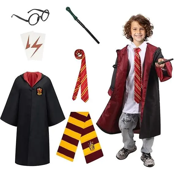 Conjunto de disfraz, 7 piezas, disfraz de Halloween, accesorios para juegos de rol, mascarada (La talla es pequeña, recomendamos pedir una talla más) - 1