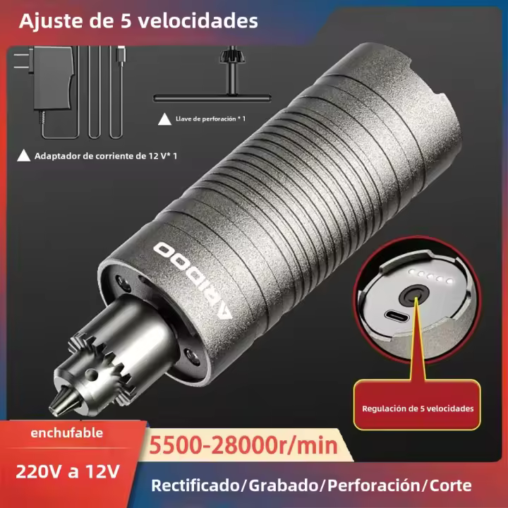 Mini Taladro Eléctrico De Alta Potencia Con 5 Velocidades Regulables Herramienta Rotativa Micro Para Grabado Y Perforación Máquina De Perforación Con Velocidad De 5500-28000RPM - 1
