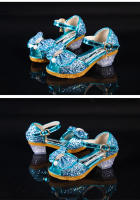 Zapatos De Niñas 2023 Nuevos De Otoño Casual Brillo Bows Children High Heel Sandalias De Fiesta De Princesa Moda Para Niñas Tallas Trueñas Material Superior PU - details 5