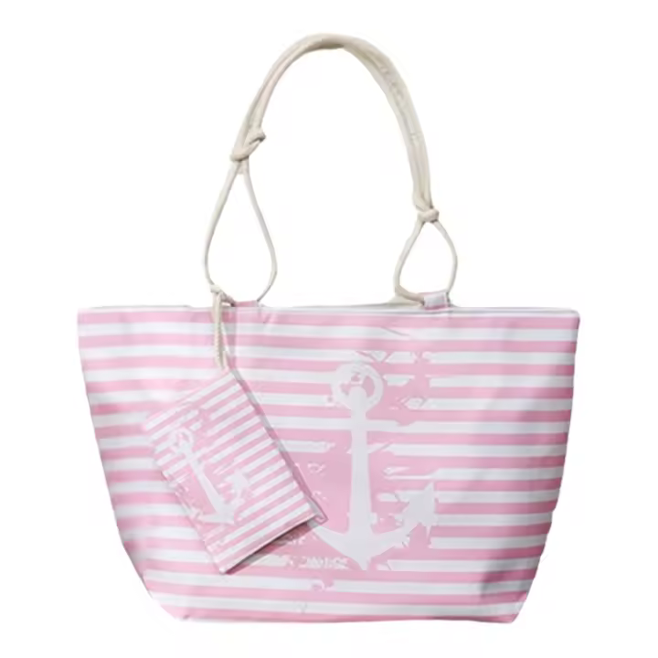 Bolso de playa plegable grande con cremallera - Bolso de hombro ligero y duradero con monedero incluido, ideal para compras, camping y viajes, diseño de hojas tropicales impreso, múltiples colores disponibles - 1