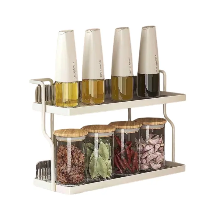 LUTODY - Organizador de especias Estante especiero metálico compacto para almacenamiento de salsas y condimentos en cocina - 1
