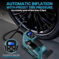 Bomba de aire eléctrica inalámbrica, Inflador de neumáticos de coche, compresor de aire inflable con luz LED para batería Makita de 18V, novedad Bomba de aire eléctrica, Sin cargador - details 4
