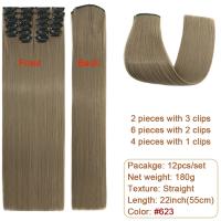Extensiones De Cabello Sintético Recto BENEHAIR 180g 12PCS 22" Para Mujer Resistente Al Calor Pieza Completa Extensiones De Cabello Con Clip - details 18