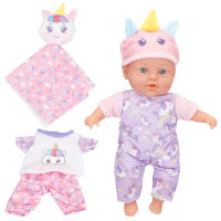 COLORBABY - Muñeco bebé con cuerpo blandito, mide 32 cm, viste ropa y accesorios de unicornio, incluye muda extra y muselina con peluche para acurrucar, muñecas para niñas, juguete niña 24 meses, juguetes niños 2 años - details 0