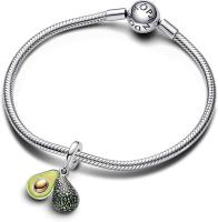 Pandora Aguacate Double Dangle Charm 763405C01, Talla única, Oro Amarillo, No es una piedra Preciosa, Comes con Caja de Joint original. - details 1