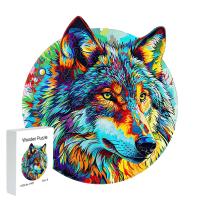 Rompecabezas De Madera En Forma Irregular De Lobo Azul Juego Interactivo Familiar Y Personalizado Para Jóvenes Y Adultos - details 0