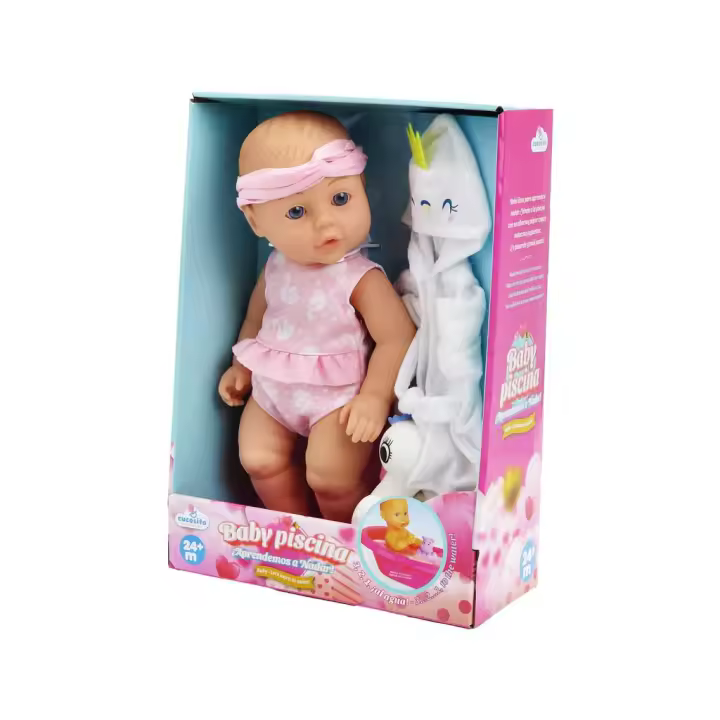 Muñeca Bebé de 30 cm con Albornoz y Juguete de Baño Juguetes CUCOSITO - 1