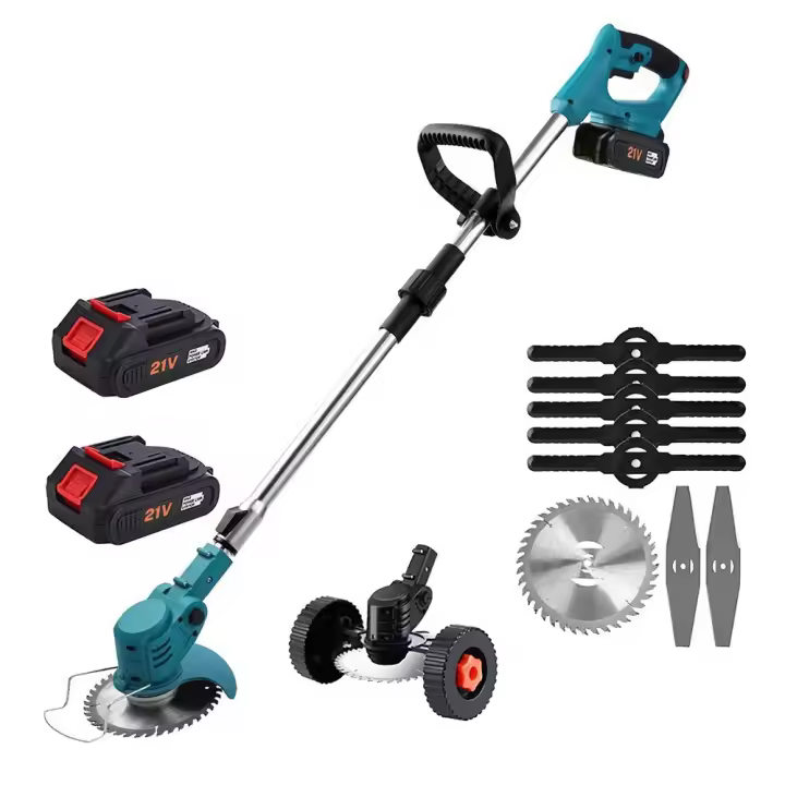 Cortacésped eléctrico de mano, recortador de hierba inalámbrico de 21V y 1300mAh, longitud ajustable, herramientas de jardín para batería Makita de 21V - 1