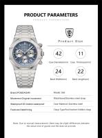 Reloj De Pulsera Para Hombre POEDAGAR Lujo Resistente Al Agua Con Manecillas Luminosas Cronógrafo Acero Inoxidable Cuarzo Reloj Hombre - details 5