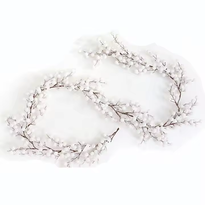 Guirnalda Navideña Decorativa Con Bayas Rojas Y Conos De Pino Arbolado Artificial Para Fiesta Hogar Y Escaleras Regalo De Obra Maestra - 1