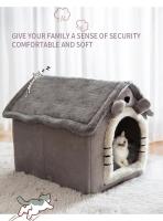 Cama Para Gato Suave Casa De Descanso Para Invierno Con Almohadilla Desmontable Tentado Cubierto Para Gatos Y Perros Recién Nacidos Suministros Para Mascotas - details 2