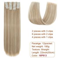 Extensiones De Cabello Sintético Recto BENEHAIR 180g 12PCS 22" Para Mujer Resistente Al Calor Pieza Completa Extensiones De Cabello Con Clip - details 15