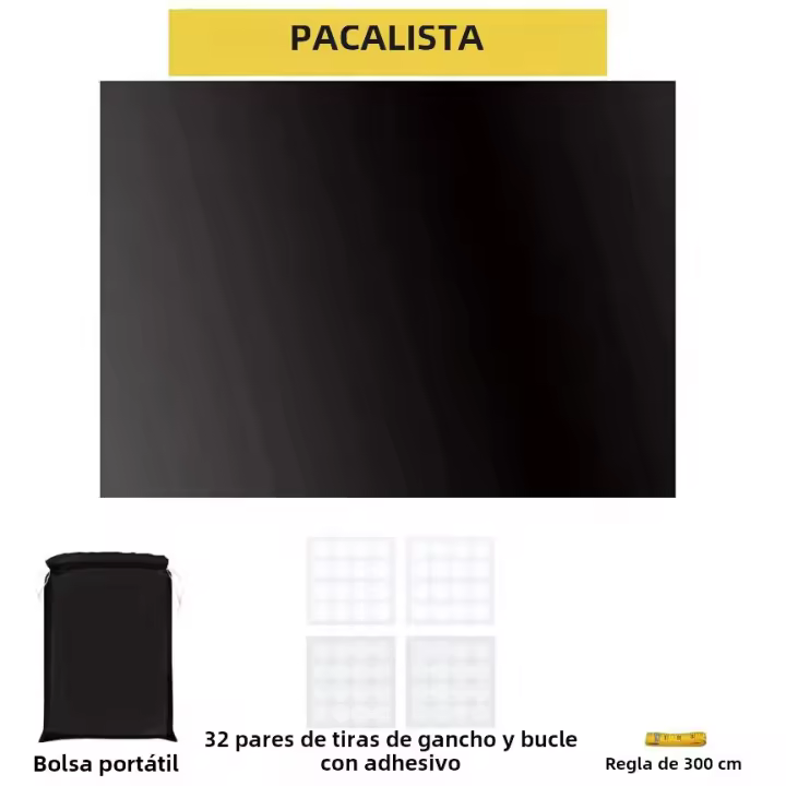 Cortina Portátil Para Viajes Negro Con Efecto De Blackout Temporal Para Sala De Estar Ventana Sin Perforaciones De Tela Negra - 1