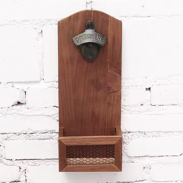 Abrepuertas De Madera Para Pared Estilo Vintage Con Catcher De Botellas Para Cocina Barrio Jardín Regalo Para Padre Amigos - 1