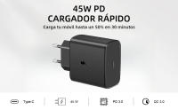 Cargador USB C de 45 W, Cargador rápido con Cable Tipo C a Tipo C, Cable Trenzado de Carga de Nailon de 2 m, Con el protocolo USB C PD, ofrece 45 W de carga súper rápida Compatible con Moviles Samsung Iphone Xiaomi y Ordenador Portátiles. Potencia de 45 W - details 0