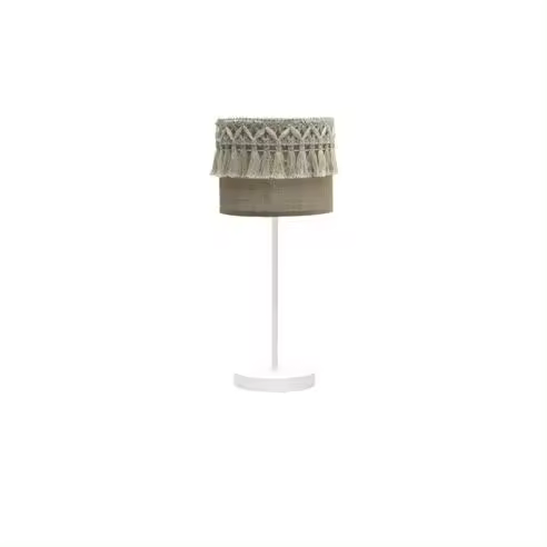 FABRILAMP Lámpara de Mesa Sobremesa Ekaterina 1xe14 Blanco/saco 43x17x17 Cm Con Pasamanería - Diseño Elegante - 1