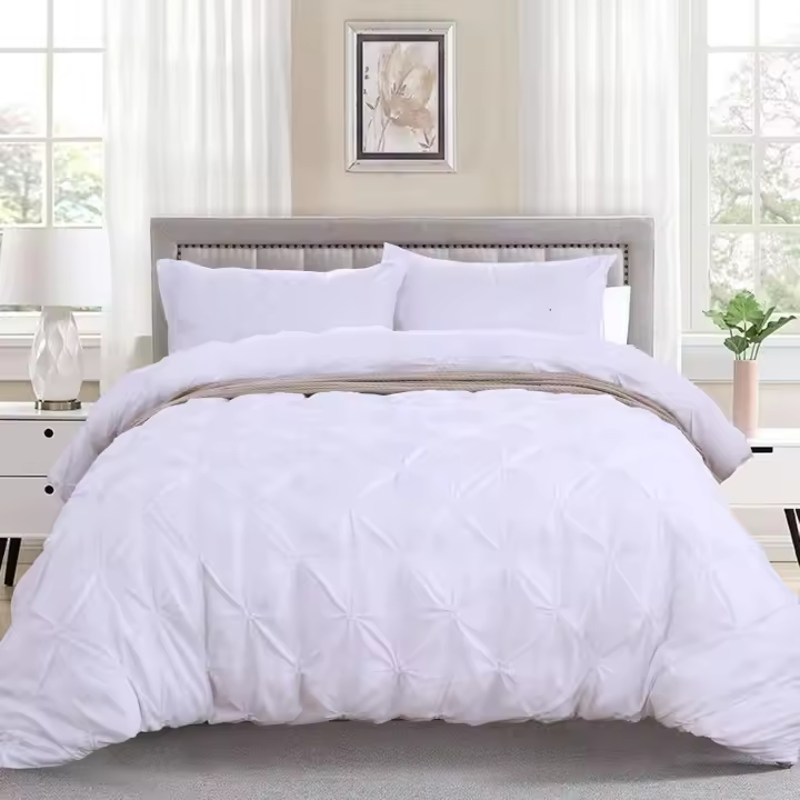 Juego de funda nórdica Pintuck White, funda nórdica estampada plisada de 3 piezas para la colección de hogar y hotel, 200x200cm - 1