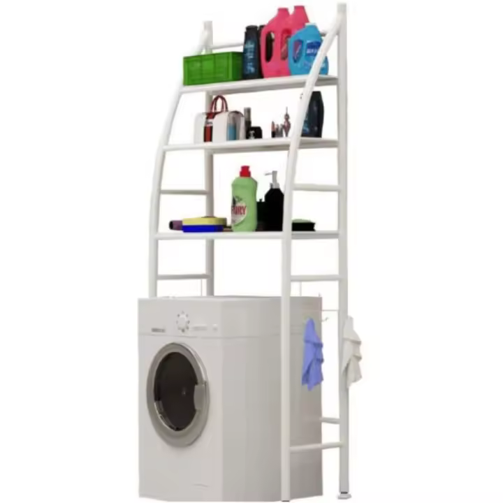 COSHANO Estantería sobre Inodoro WC Lavadora Ahorra Espacio Almacenamiento Cuarto Baño, Colada, Blanco, 166 x 65 x 25cm - 1