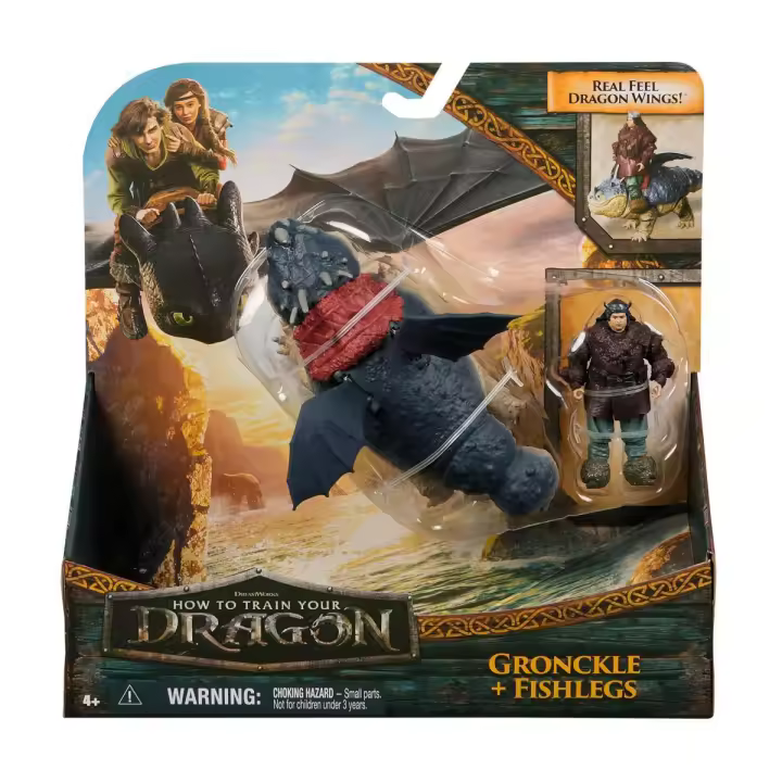 SPIN MASTER - Dreamworks Dragons - Pack Figura Dragón y Vikingo: Gronkel y Patapez de Cómo Entrenar a Tu Dragón - Figuras de Acción Articuladas - 6074006 - Juguetes Niños 4 Años + - Regalo Niño 4 Años + - 1