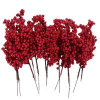 Ramas De Bayas Rojas Artificiales Para Decoración De Navidad Árbol De Navidad Fiesta Hogar Mesa Adornos Wreath DIY Regalo - details 9