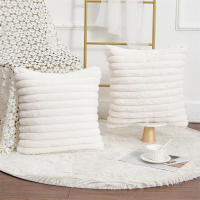 Fundas De Cojines De Peluche Doble Cara 45x45 Cm Estampado De Rayas Amplias Para Sofá Funda De Cojín Suave Y Densa JAF068 - details 3