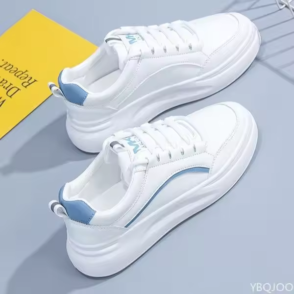 Zapatos Blancos Para Mujer 2024 Nuevos Tenis De Primavera/Otoño Con Punta Redonda Y Cordones Versátiles Zapatos Casuales De Comodidad Para Damas - 1