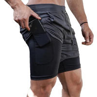 Shorts De Entrenamiento Para Hombre Negro Verano Secado Rápido 2 En 1 Pantalones De Gimnasio Y Correr Al Aire Libre Estilo Slim - details 7