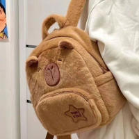 Mochila De Peluche Capybara Kawaii Para Mujeres Bolso Transversal Divertido De Dibujos Animados Gran Capacidad Bolsa Tote - details 3