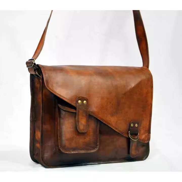 Men's Original Leather Vintage Laptop Handmade Briefcase Bag Satchel Messenger - 1