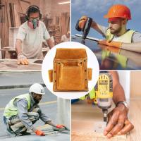 Riñonera de Carpintero, cinturones de cuero de primera calidad With 2 soports para Martillos, Bolsa resistos y profesional para Electricistas, albañiles, soldadores y Instaladores de paneles de Yesos - details 0