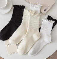5 Pares De Calcetines De Pies Con Volantes Para Mujer En Color Negro Y Blanco Calcetines De Tobillo Divertidos Y Lindos Algodón Transpirable Moda Calcetines De Pierna Completa - details 3