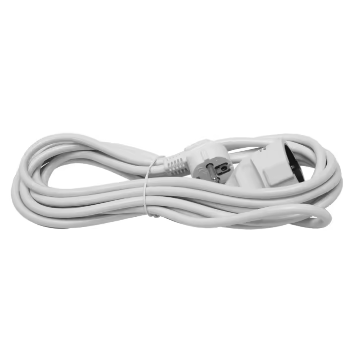 Cable alargador/prolongador color blanco, 3m y 5m tipo  H05VV-F 3X1,5mm2, enchufe Schuko, 16A 250V 3680W, uso interior, Don Feliz - 1