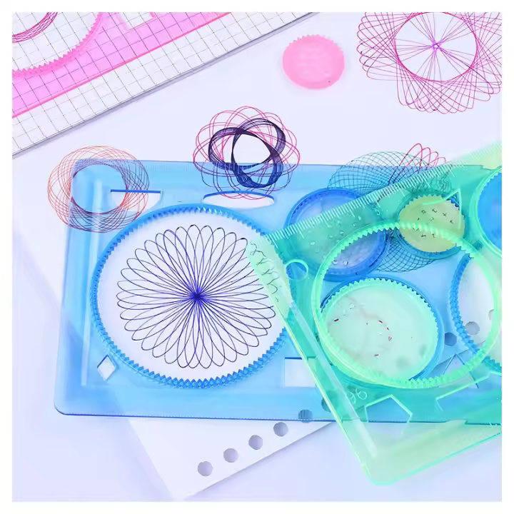 Juego De Dibujo Spirograph Con Plantillas Geométricas Y Flores Para Niños Juguete Educativo Creativo De Artesanía Y Pintura Sin Baterías Material Plástico - 1